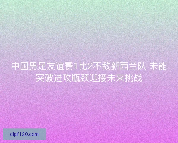 中国男足友谊赛1比2不敌新西兰队 未能突破进攻瓶颈迎接未来挑战